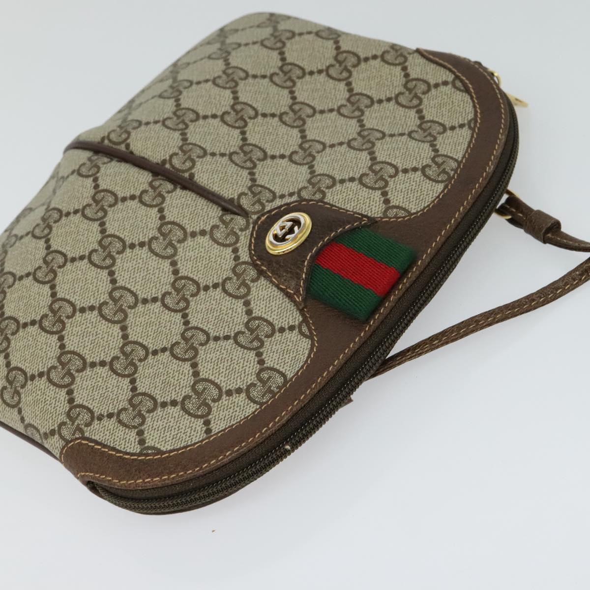 GUCCI GG Supreme Web Sherry Line Shoulder Bag PVC Beige 904 02 047 Auth sw151