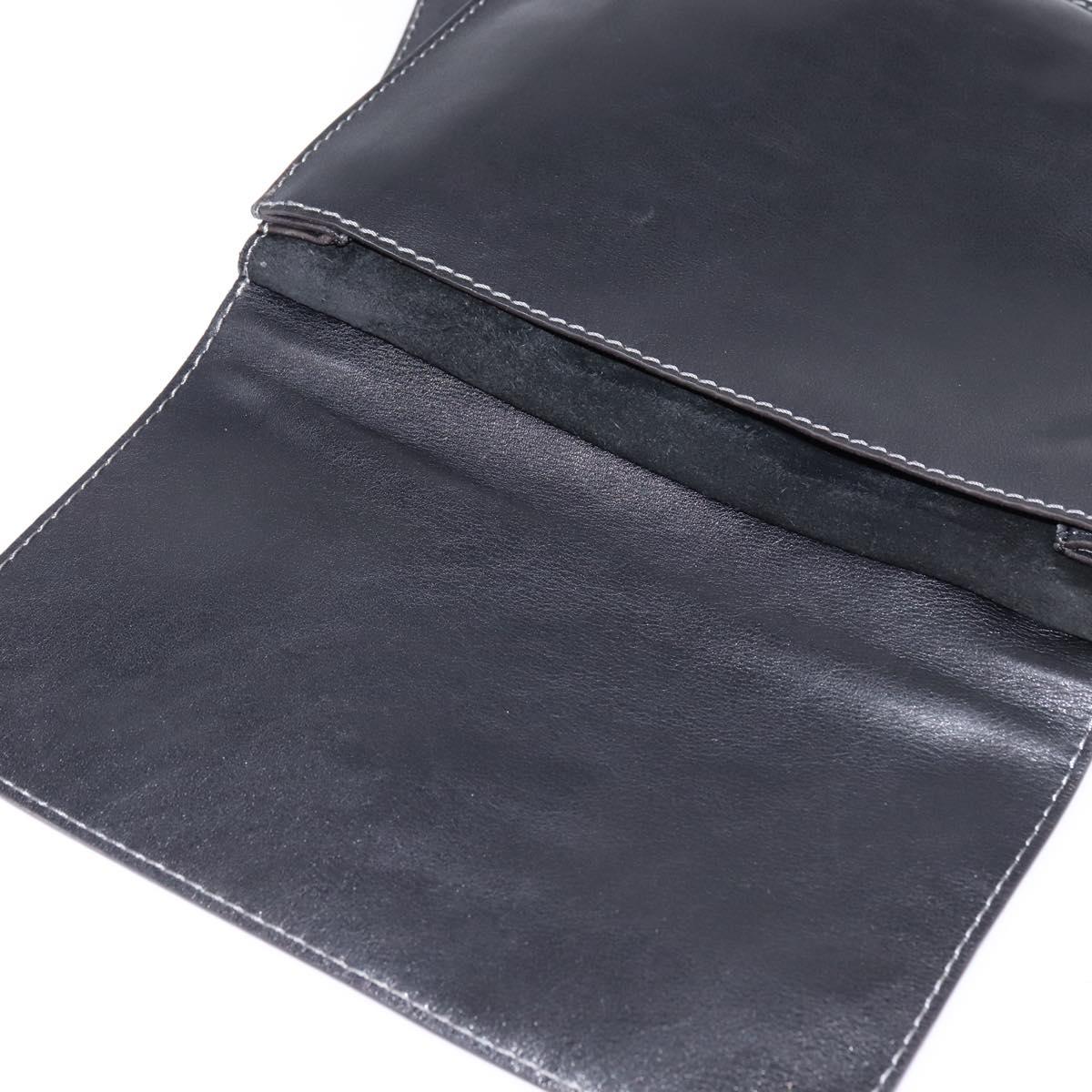 LOEWE Shoulder Bag Leather Black Gold Auth SW1512