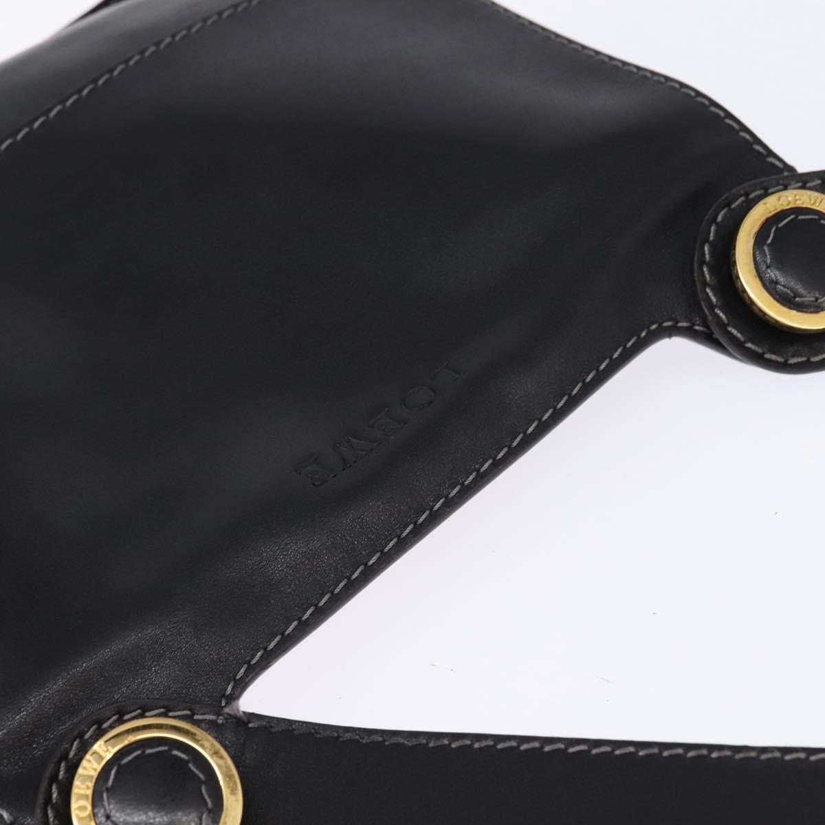 LOEWE Shoulder Bag Leather Black Gold Auth SW1512