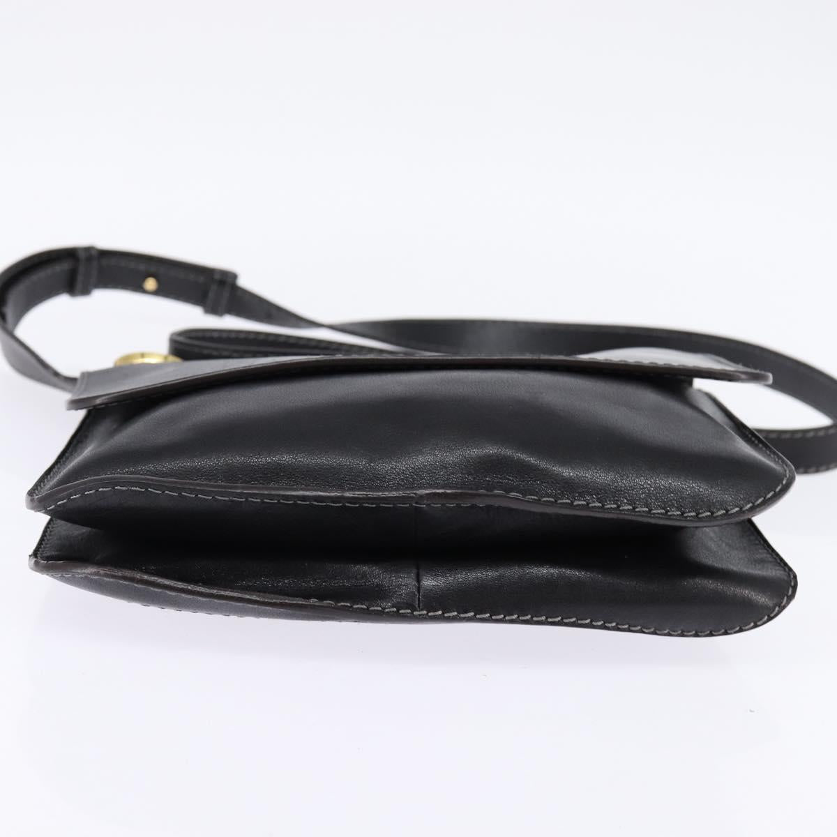 LOEWE Shoulder Bag Leather Black Gold Auth SW1512