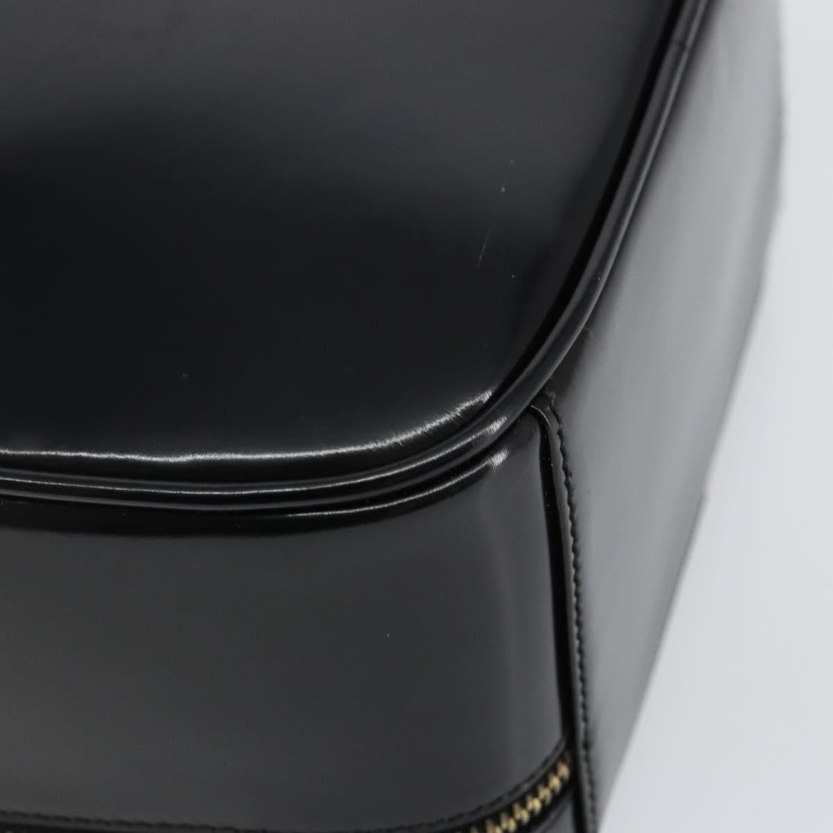 GUCCI Bamboo Hand Bag Enamel Black Gold 000 3270 0323 Auth SW1517