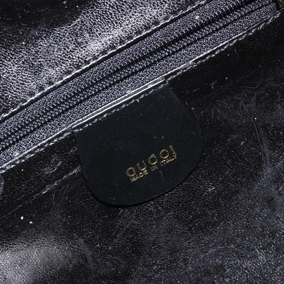 GUCCI Bamboo Hand Bag Enamel Black Gold 000 3270 0323 Auth SW1517