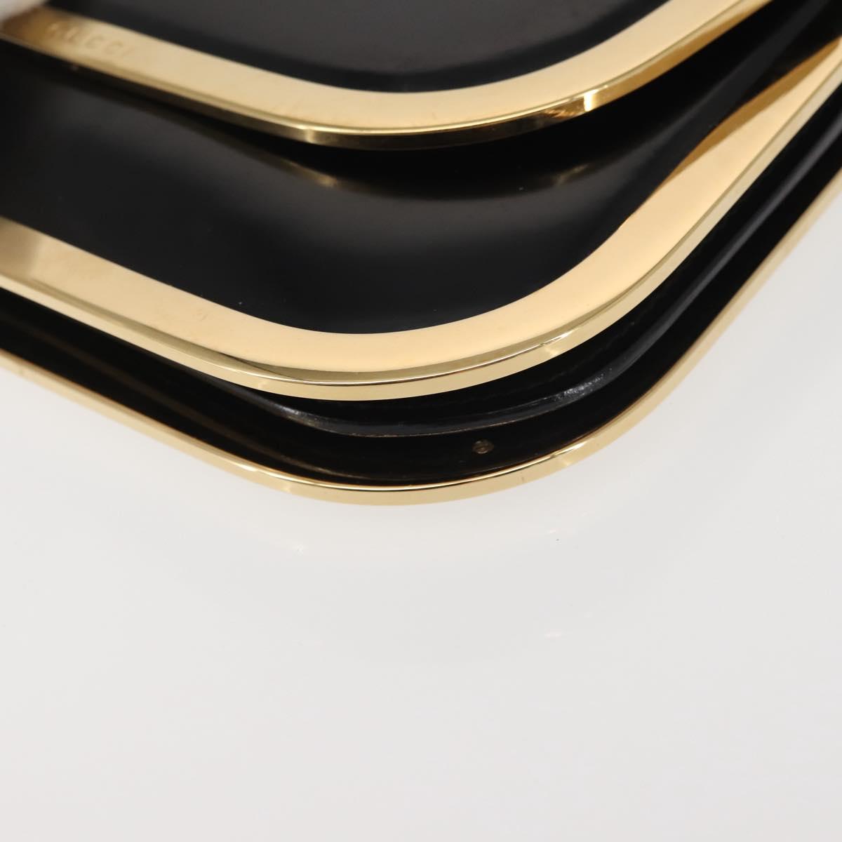 GUCCI Shoulder Bag Leather Black Gold Auth SW1518
