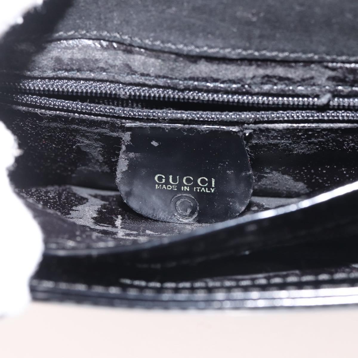 GUCCI Shoulder Bag Leather Black Gold Auth SW1518