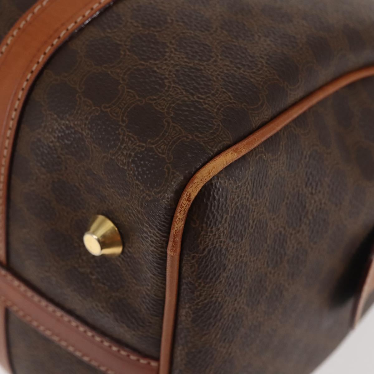 CELINE Macadam Canvas Boston Bag PVC Brown Gold Auth SW1520