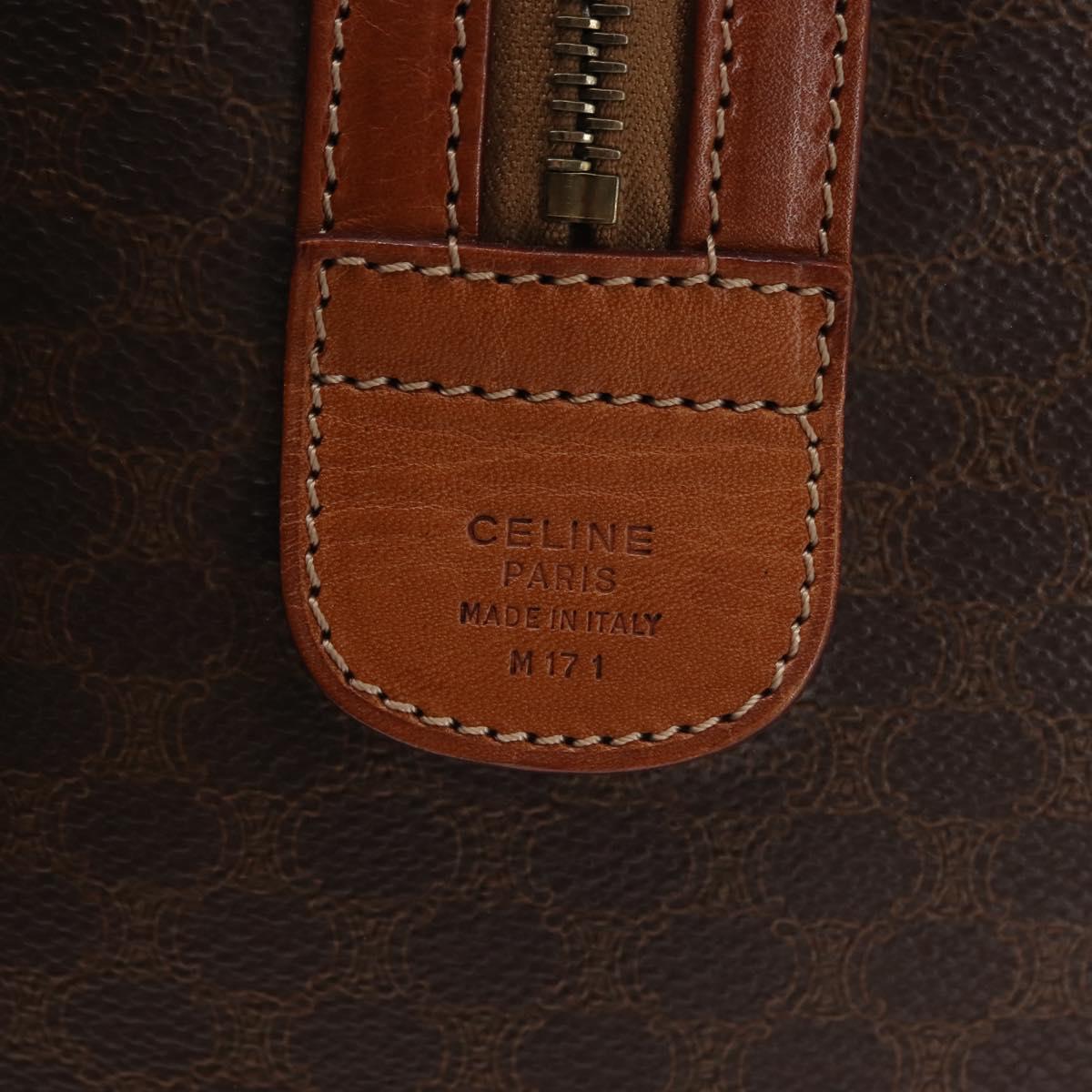 CELINE Macadam Canvas Boston Bag PVC Brown Gold Auth SW1520