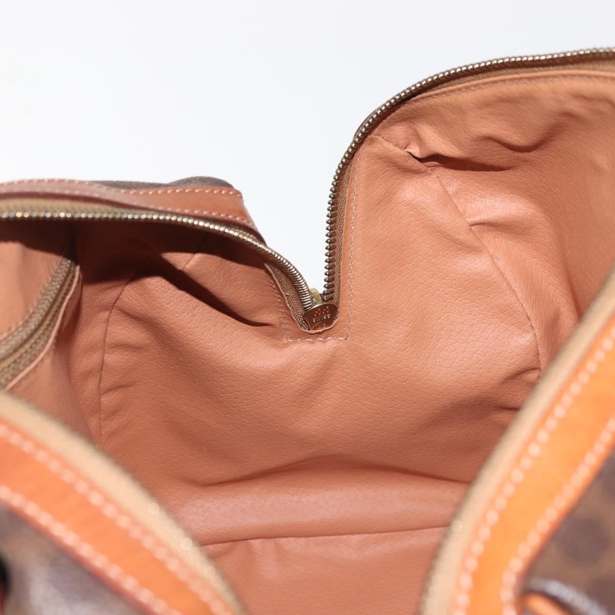 CELINE Macadam Canvas Boston Bag PVC Brown Gold Auth SW1520