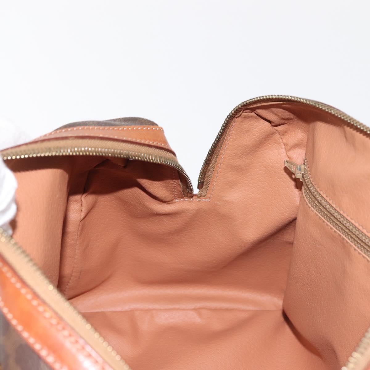 CELINE Macadam Canvas Boston Bag PVC Brown Gold Auth SW1520