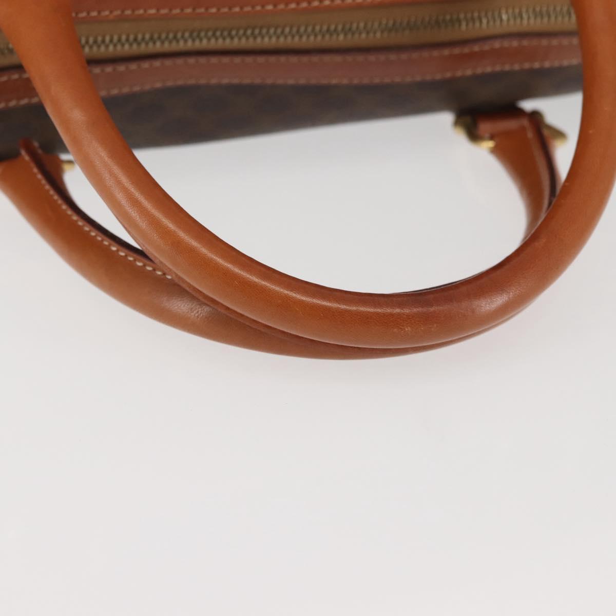CELINE Macadam Canvas Boston Bag PVC Brown Gold Auth SW1520