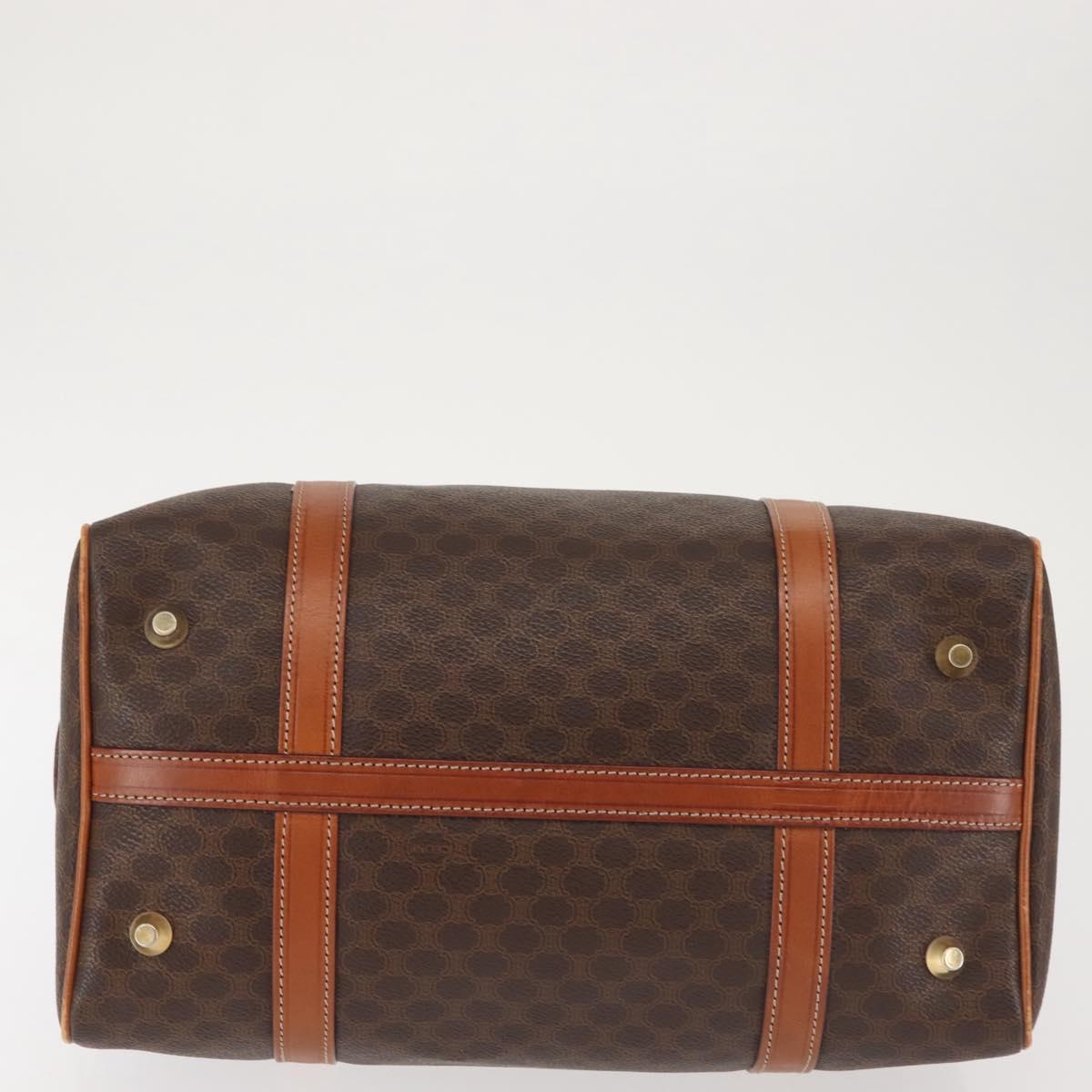 CELINE Macadam Canvas Boston Bag PVC Brown Gold Auth SW1520