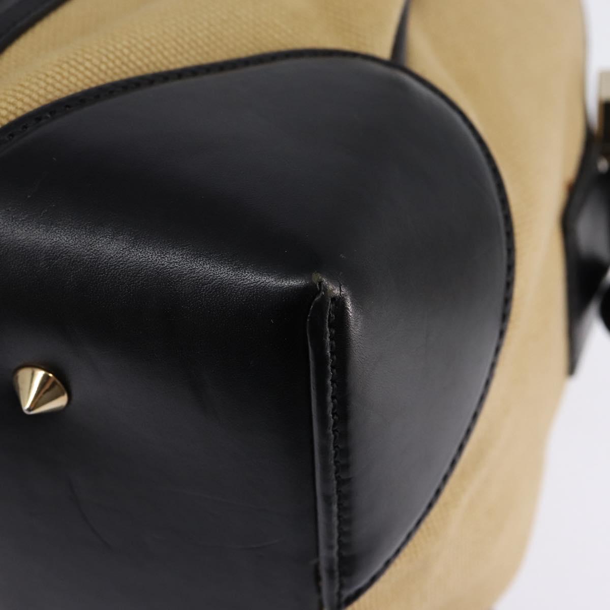 GIVENCHY Lucrezia Hand Bag Canvas Leather 2way Beige Gold Auth SW1524
