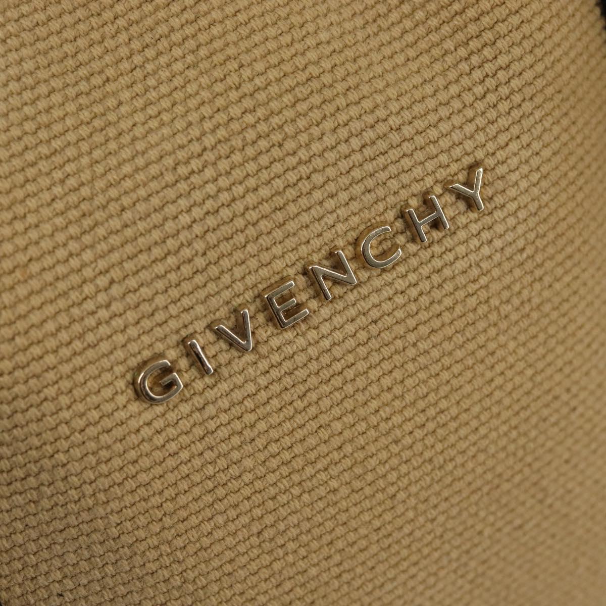 GIVENCHY Lucrezia Hand Bag Canvas Leather 2way Beige Gold Auth SW1524