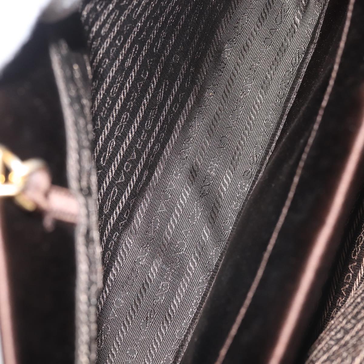 PRADA Chain Hand Bag Satin Brown Gold Auth SW1527