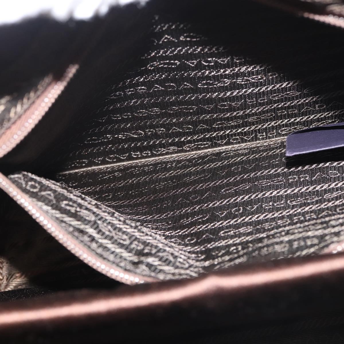 PRADA Chain Hand Bag Satin Brown Gold Auth SW1527