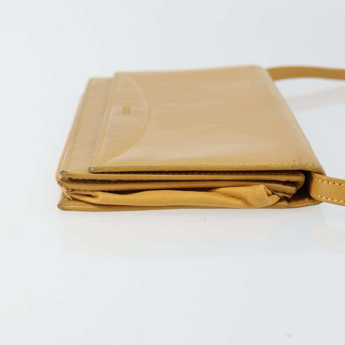 LOEWE Shoulder Wallet Bag Leather Yellow Auth SW1530
