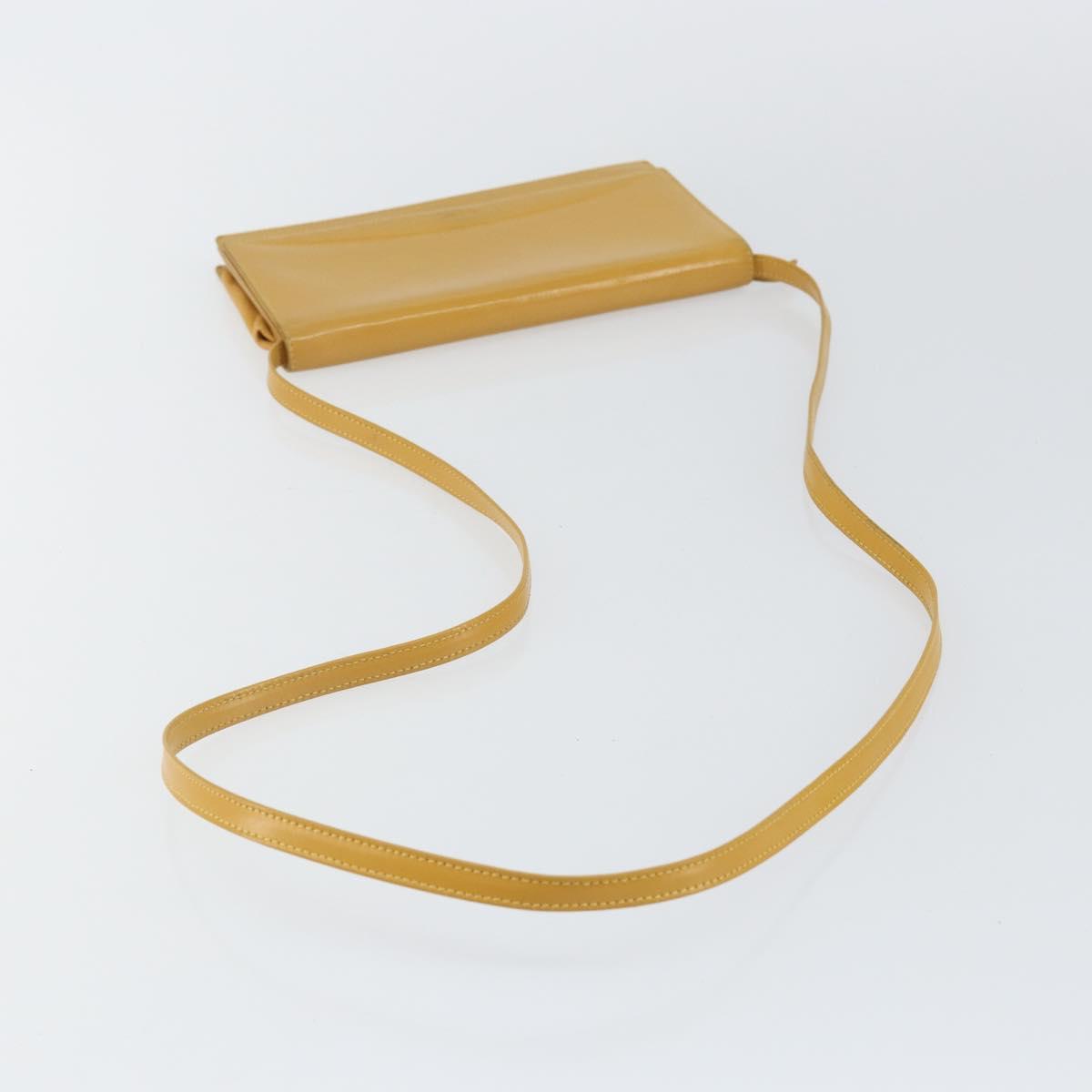 LOEWE Shoulder Wallet Bag Leather Yellow Auth SW1530