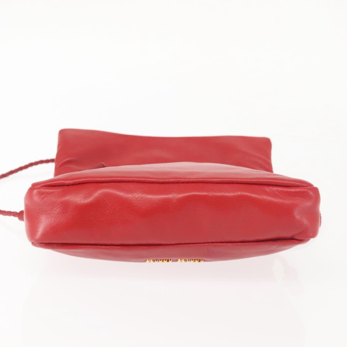 Miu Miu Bijoux Shoulder Bag Leather Red Gold Auth SW1539