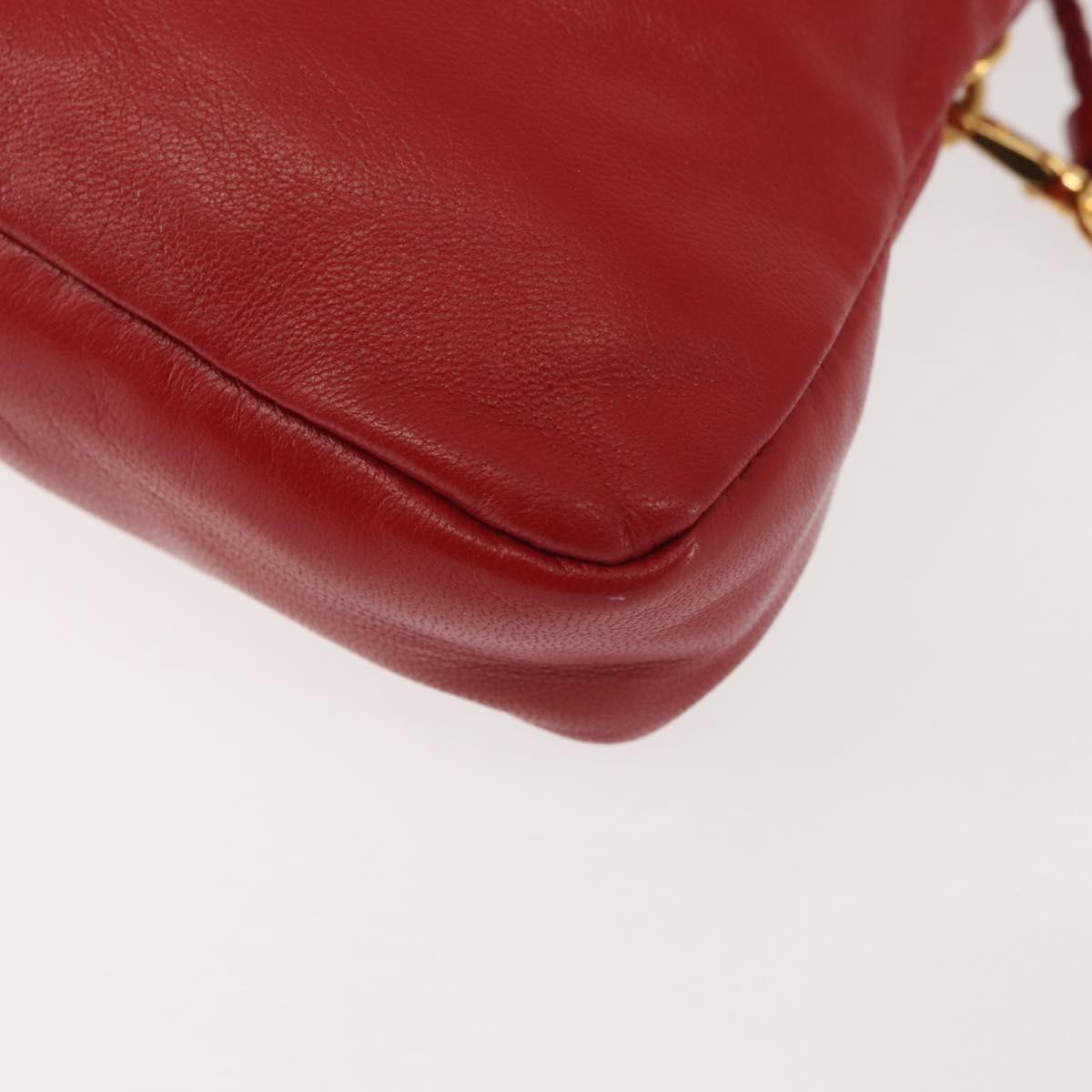 Miu Miu Bijoux Shoulder Bag Leather Red Gold Auth SW1539