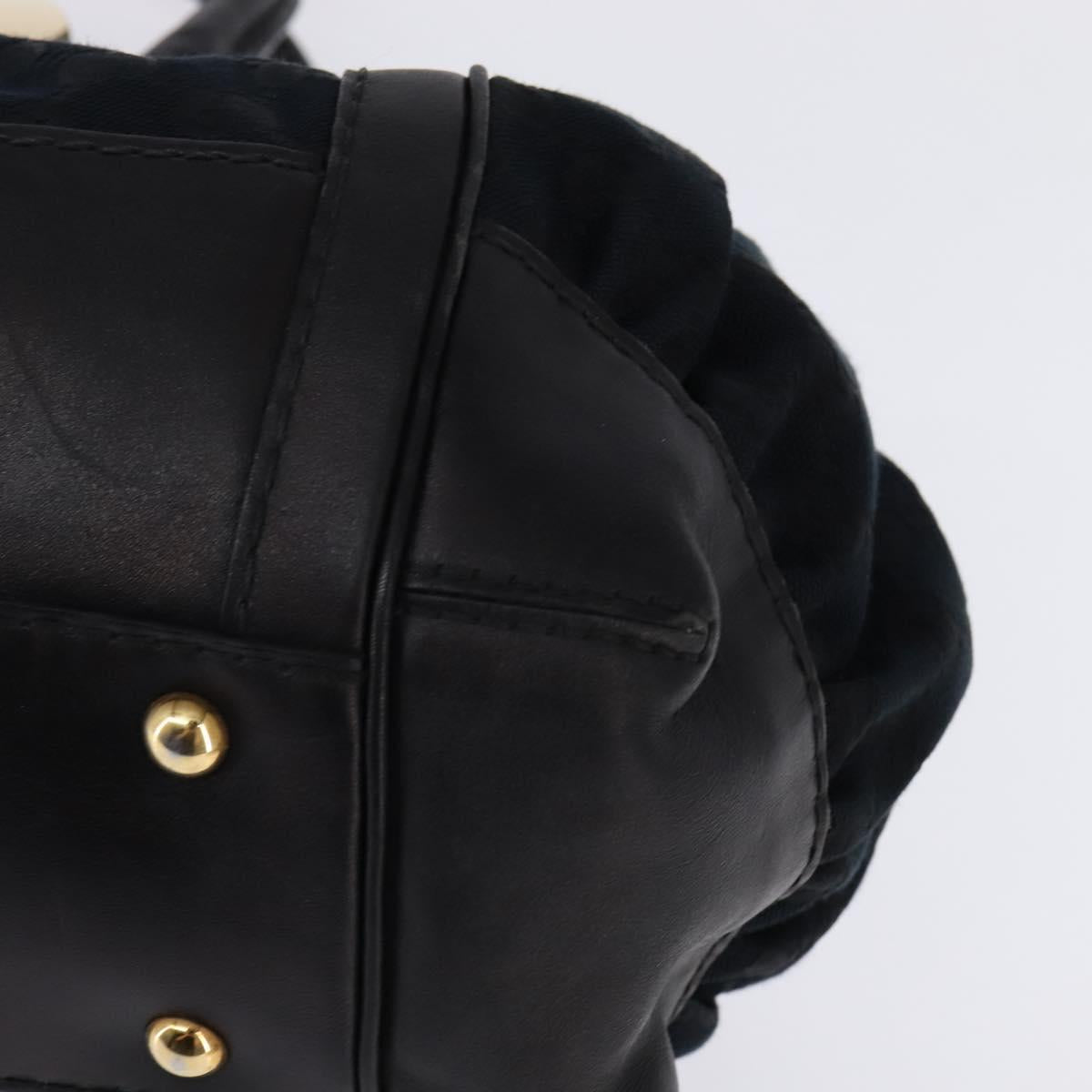 GUCCI GG Canvas Hand Bag Black Gold Auth SW1542