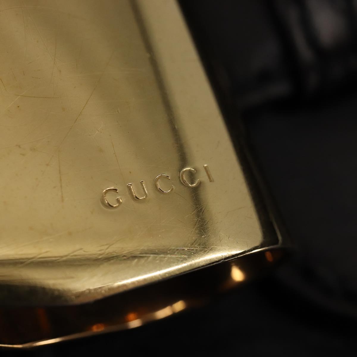 GUCCI GG Canvas Hand Bag Black Gold Auth SW1542