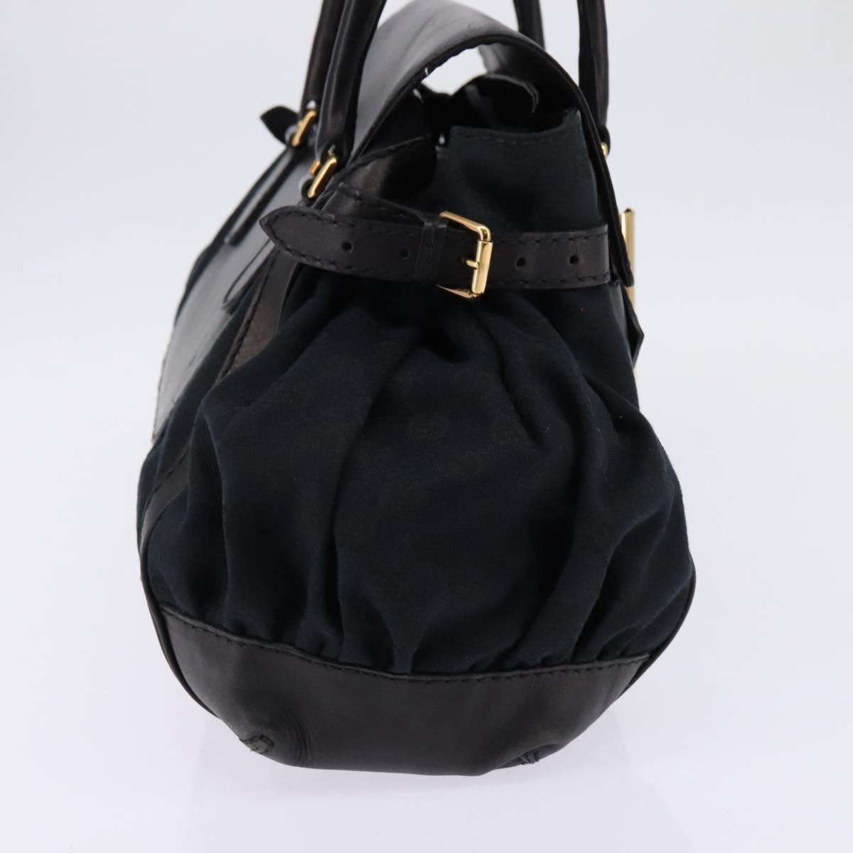 GUCCI GG Canvas Hand Bag Black Gold Auth SW1542