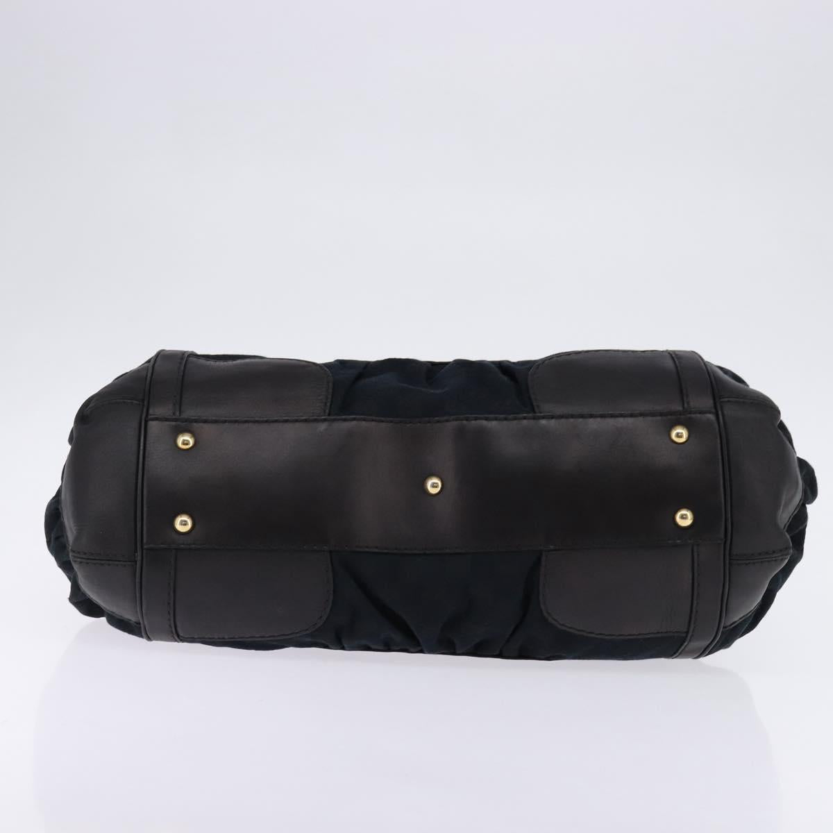GUCCI GG Canvas Hand Bag Black Gold Auth SW1542