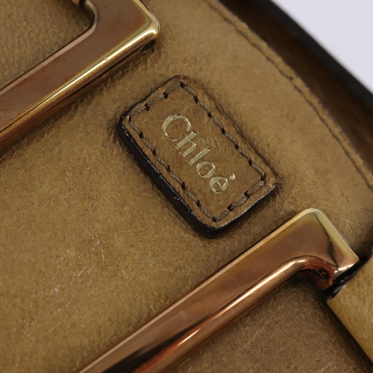 Chloe Etel Hand Bag Leather 2way Beige Gold Auth SW1546