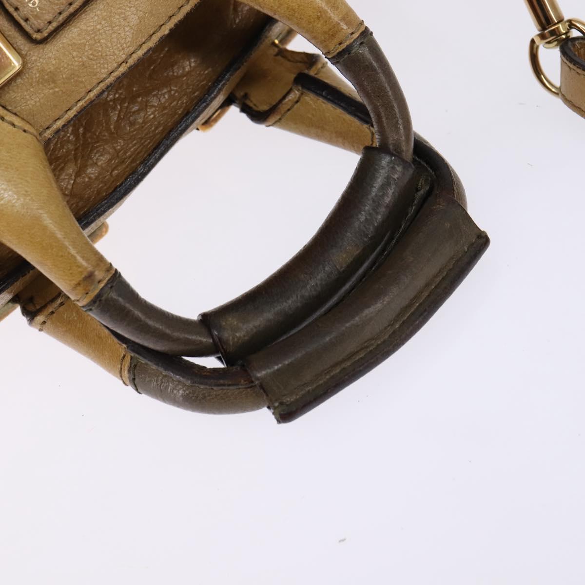 Chloe Etel Hand Bag Leather 2way Beige Gold Auth SW1546