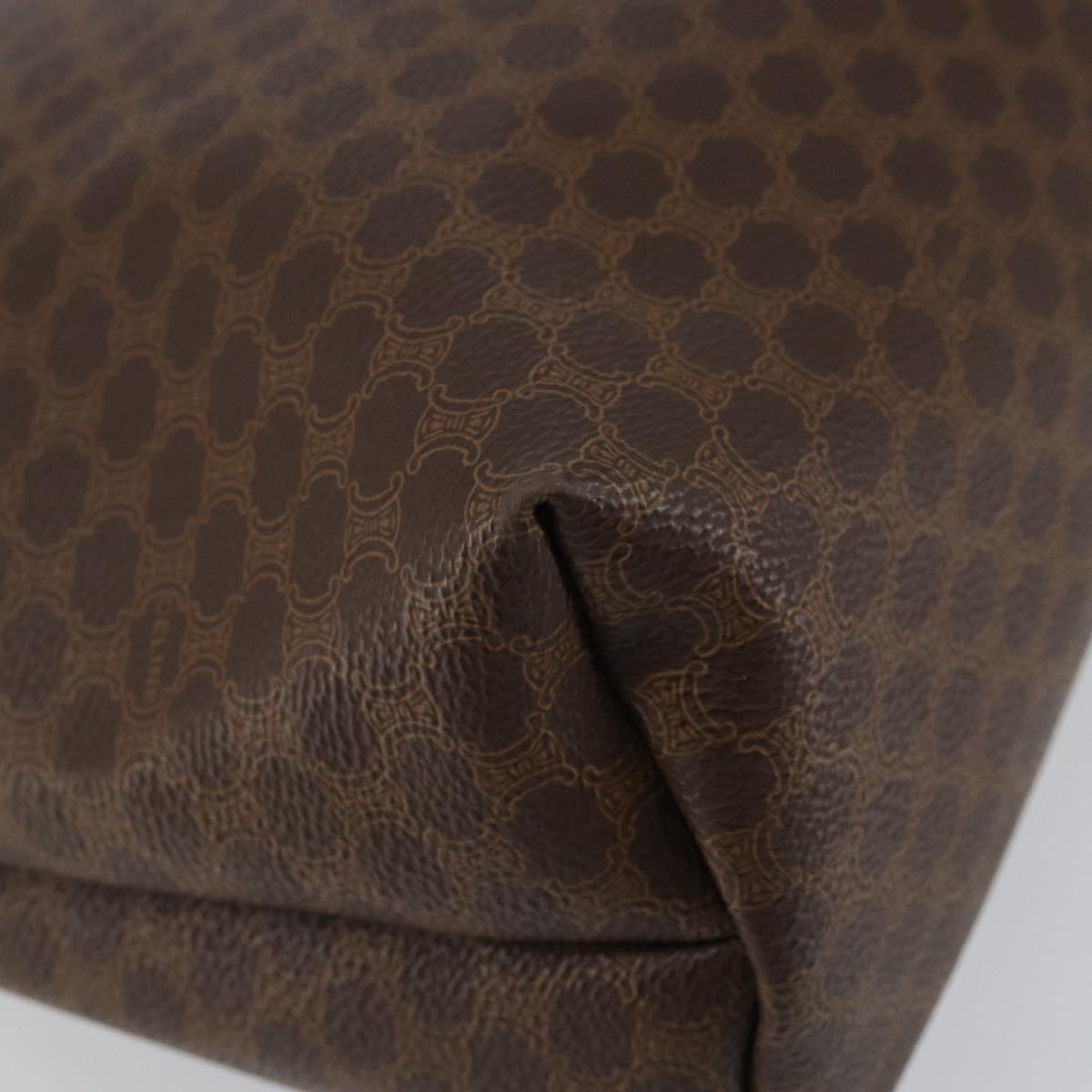 CELINE Macadam Canvas Tote Bag PVC Leather Brown Gold Auth SW1549