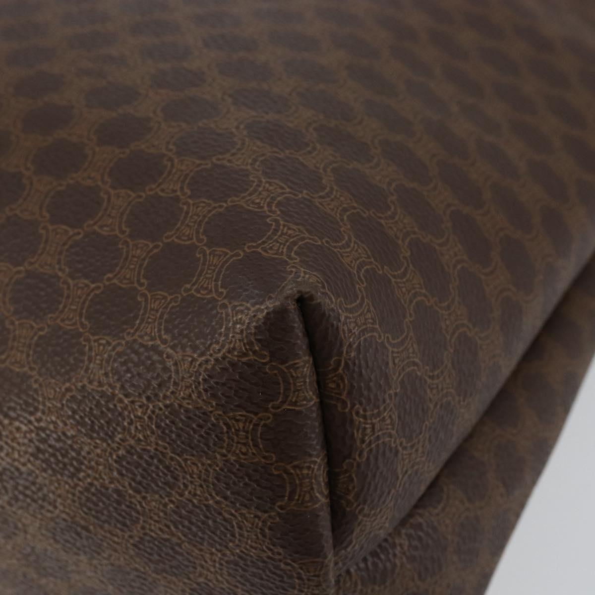 CELINE Macadam Canvas Tote Bag PVC Leather Brown Gold Auth SW1549