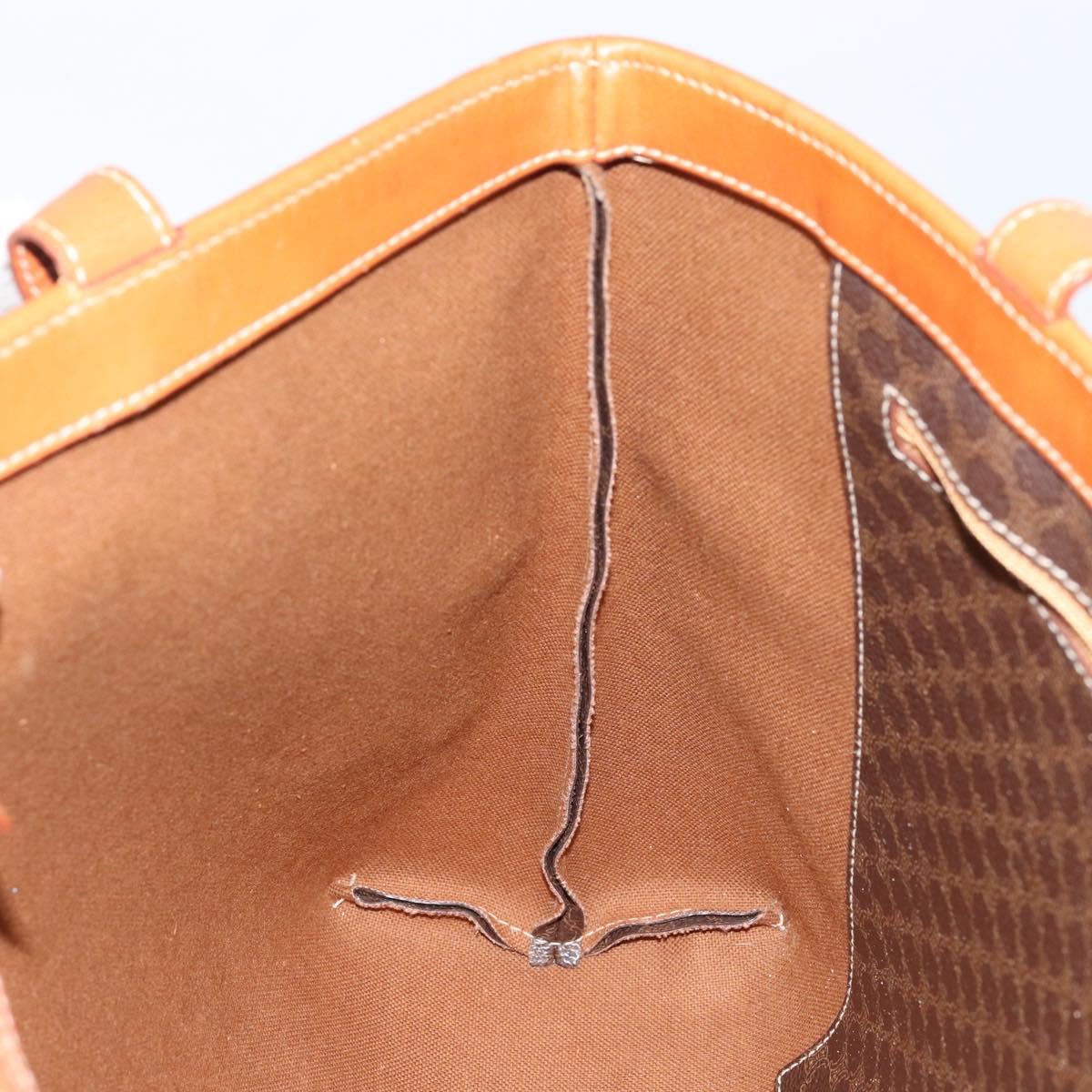 CELINE Macadam Canvas Tote Bag PVC Leather Brown Gold Auth SW1549