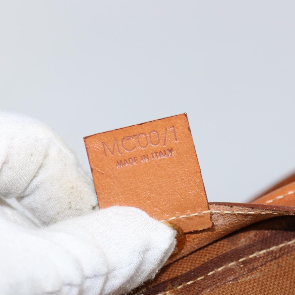 CELINE Macadam Canvas Tote Bag PVC Leather Brown Gold Auth SW1549