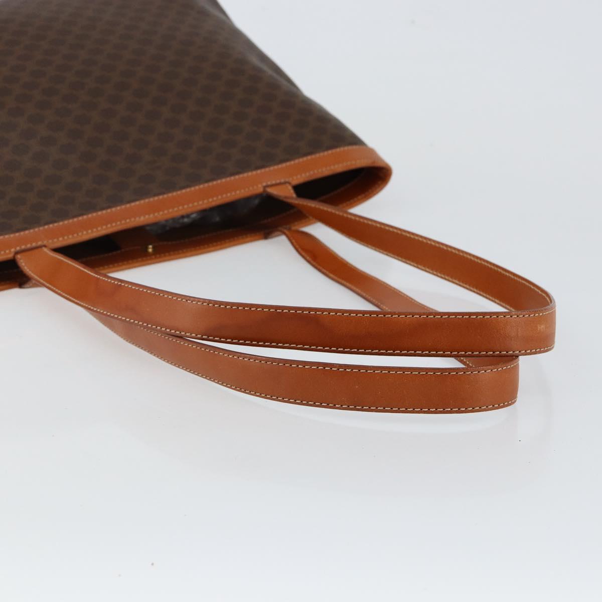 CELINE Macadam Canvas Tote Bag PVC Leather Brown Gold Auth SW1549