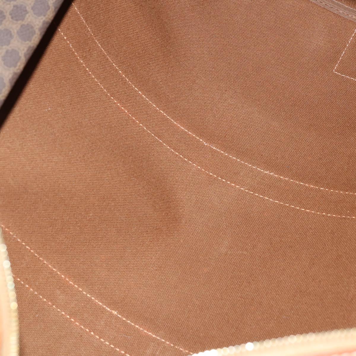CELINE Macadam Canvas Boston Bag PVC Leather Brown Gold Auth SW1552
