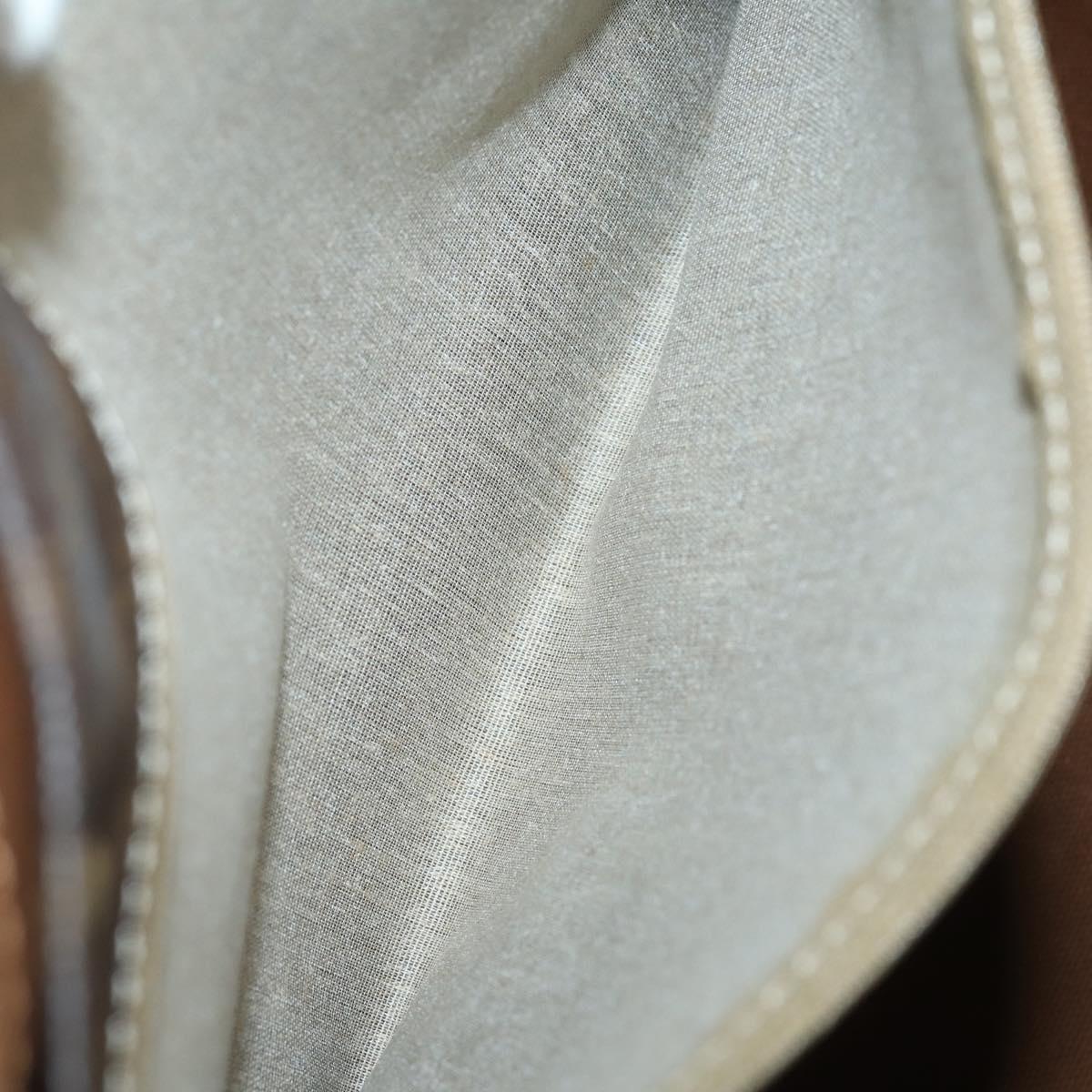 CELINE Macadam Canvas Boston Bag PVC Leather Brown Gold Auth SW1552