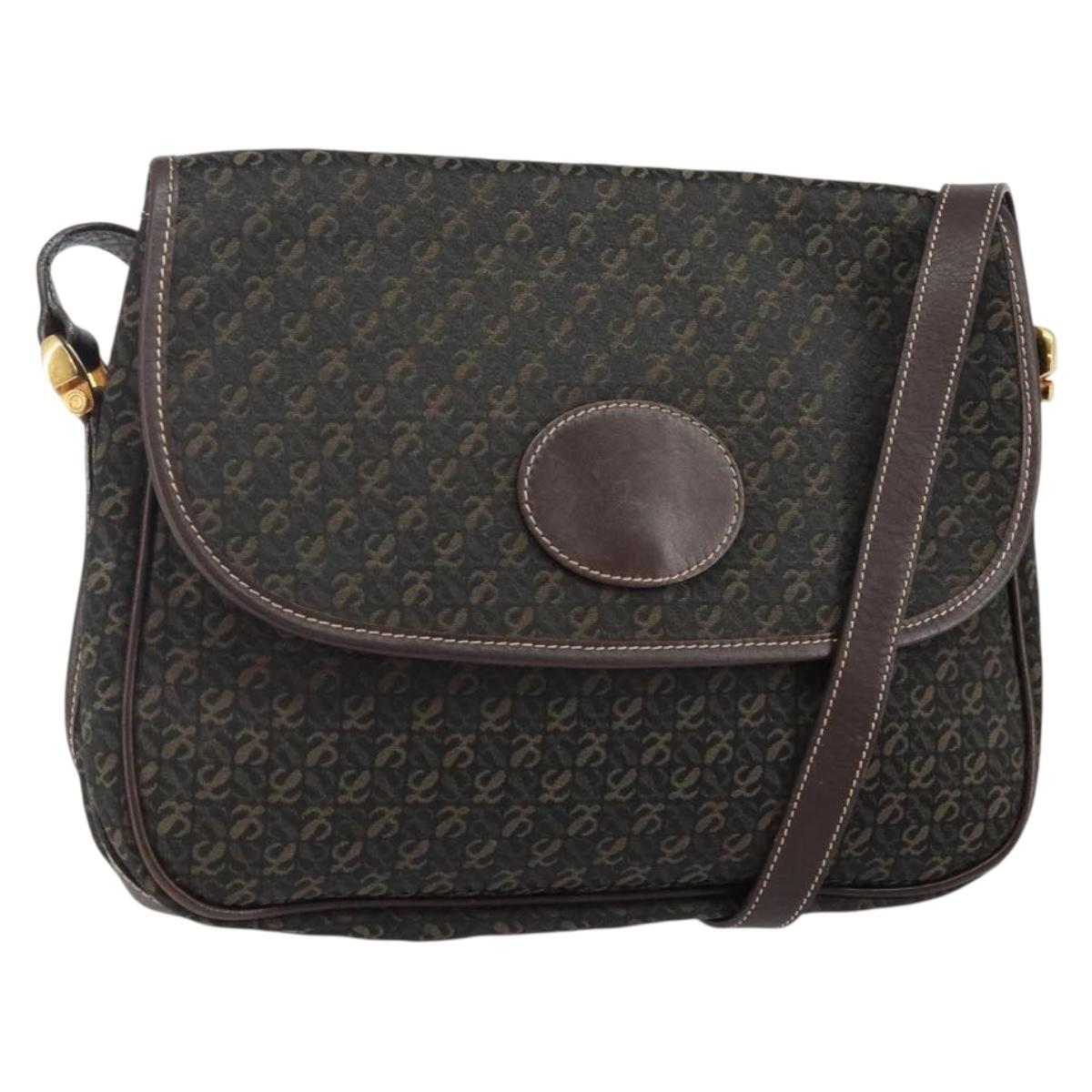 LOEWE Anagram Shoulder Bag Canvas Brown Gold Auth SW1553