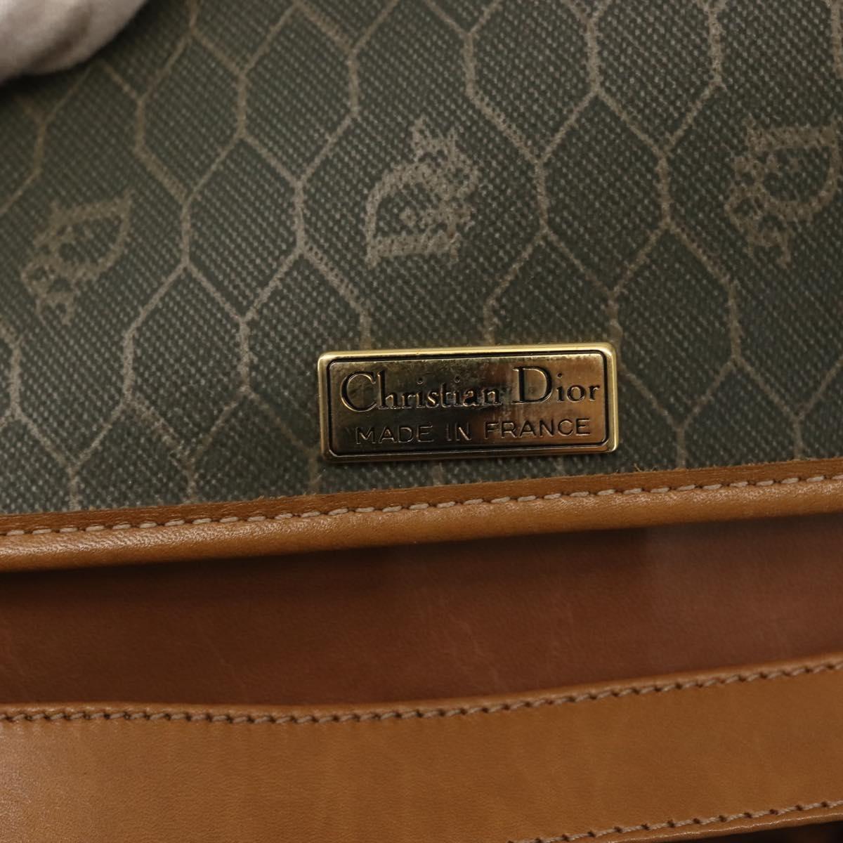 Christian Dior Honeycomb Canvas Chain Shoulder Bag PVC Brown Gold Auth SW1555