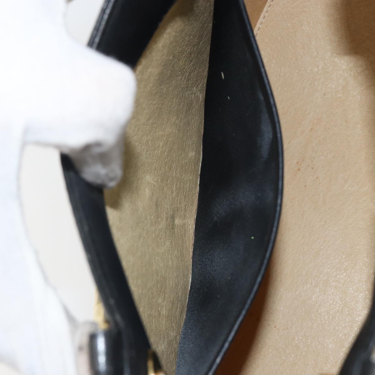 BALLY Hand Bag Leather Black Gold Auth SW1563