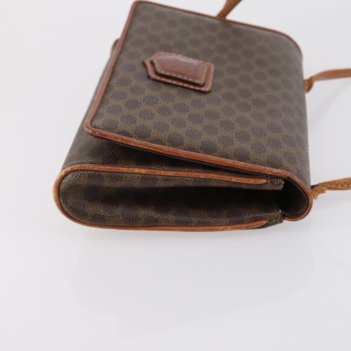 CELINE Macadam Canvas Shoulder Bag PVC Leather 2 Set Brown Beige Auth SW1565