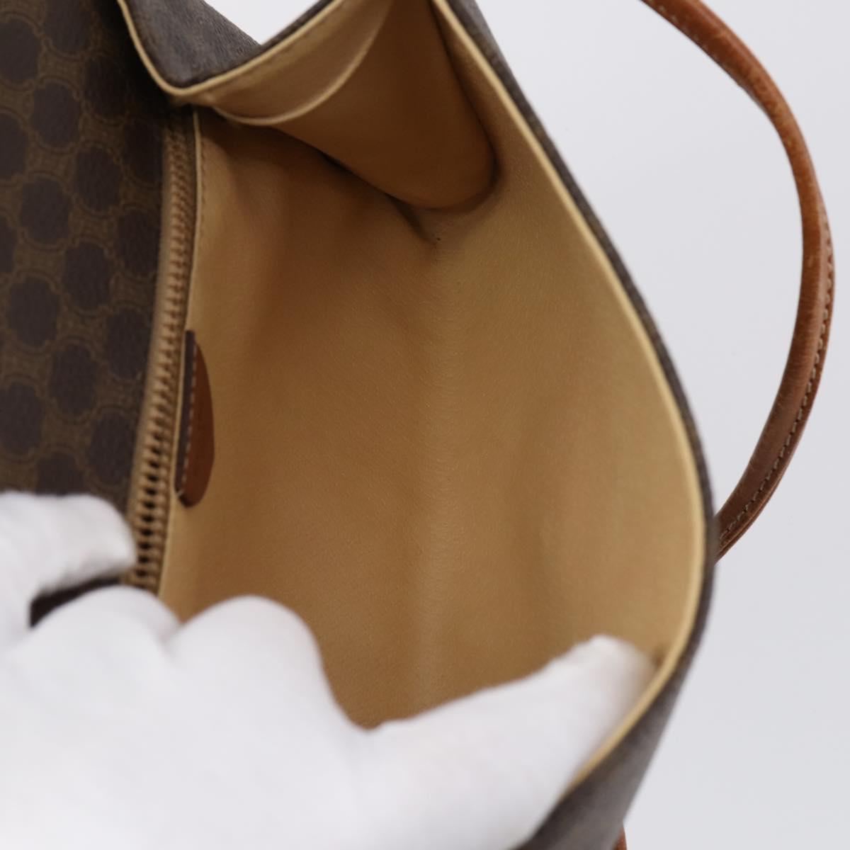 CELINE Macadam Canvas Shoulder Bag PVC Leather 2Set Brown Beige Auth SW1565