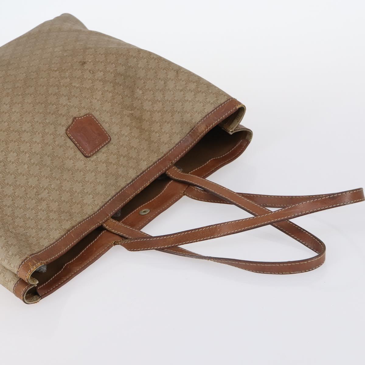 CELINE Macadam Canvas Shoulder Bag PVC Leather 2Set Brown Beige Auth SW1565