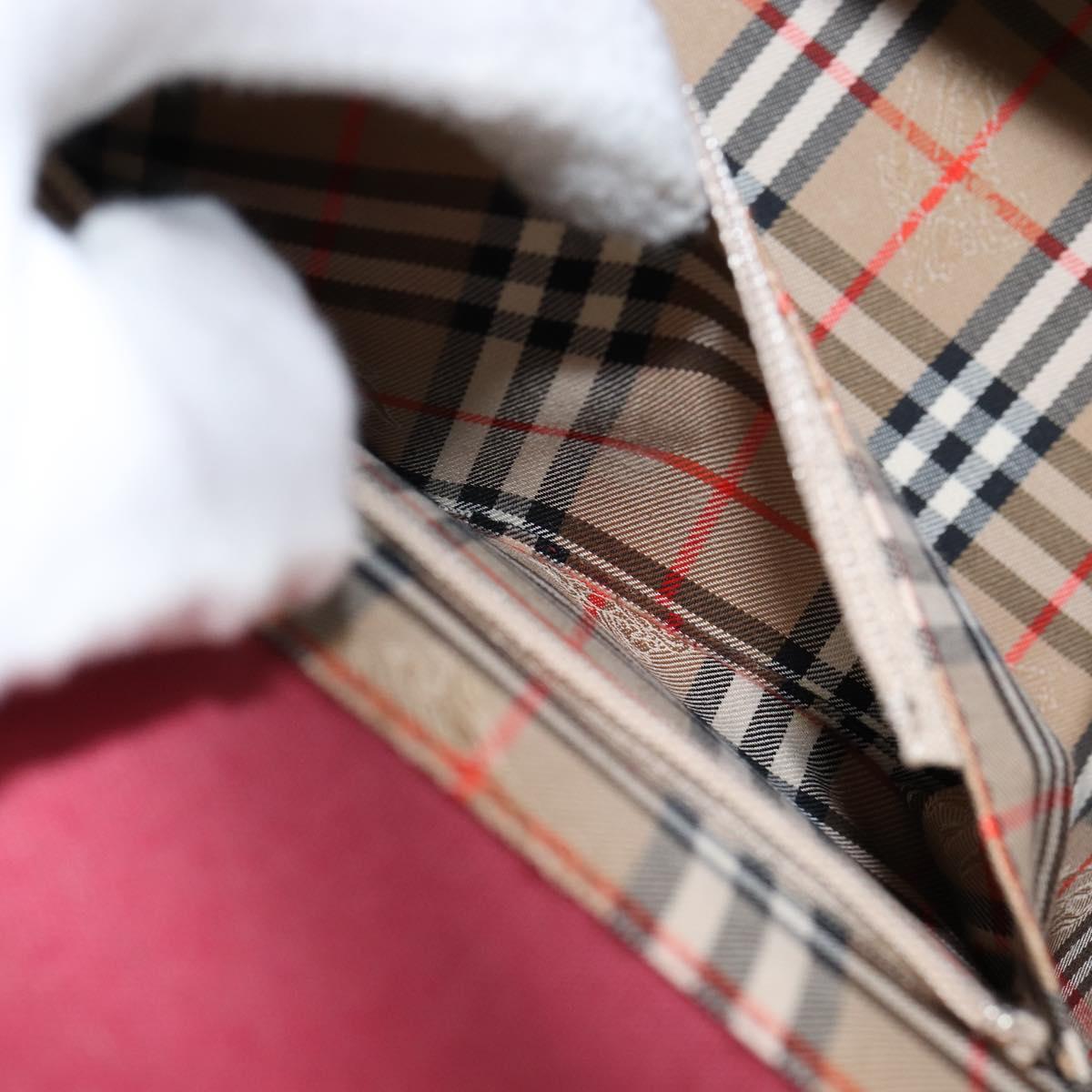 BURBERRY Hand Bag Leather Bordeaux Silver Auth sw1572