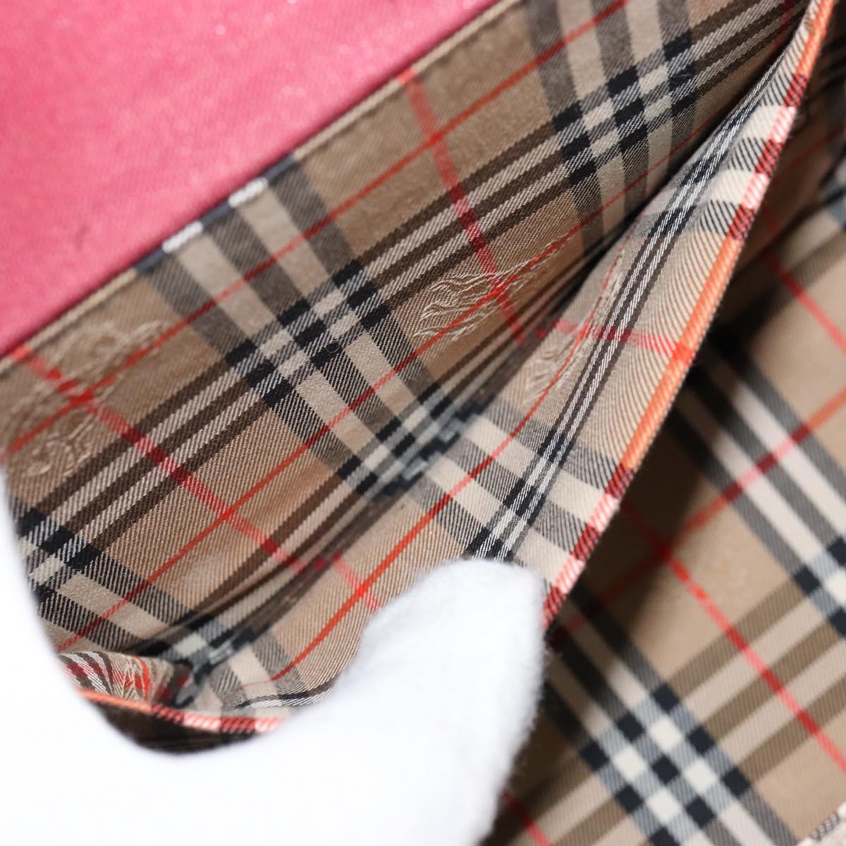 BURBERRY Hand Bag Leather Bordeaux Silver Auth sw1572