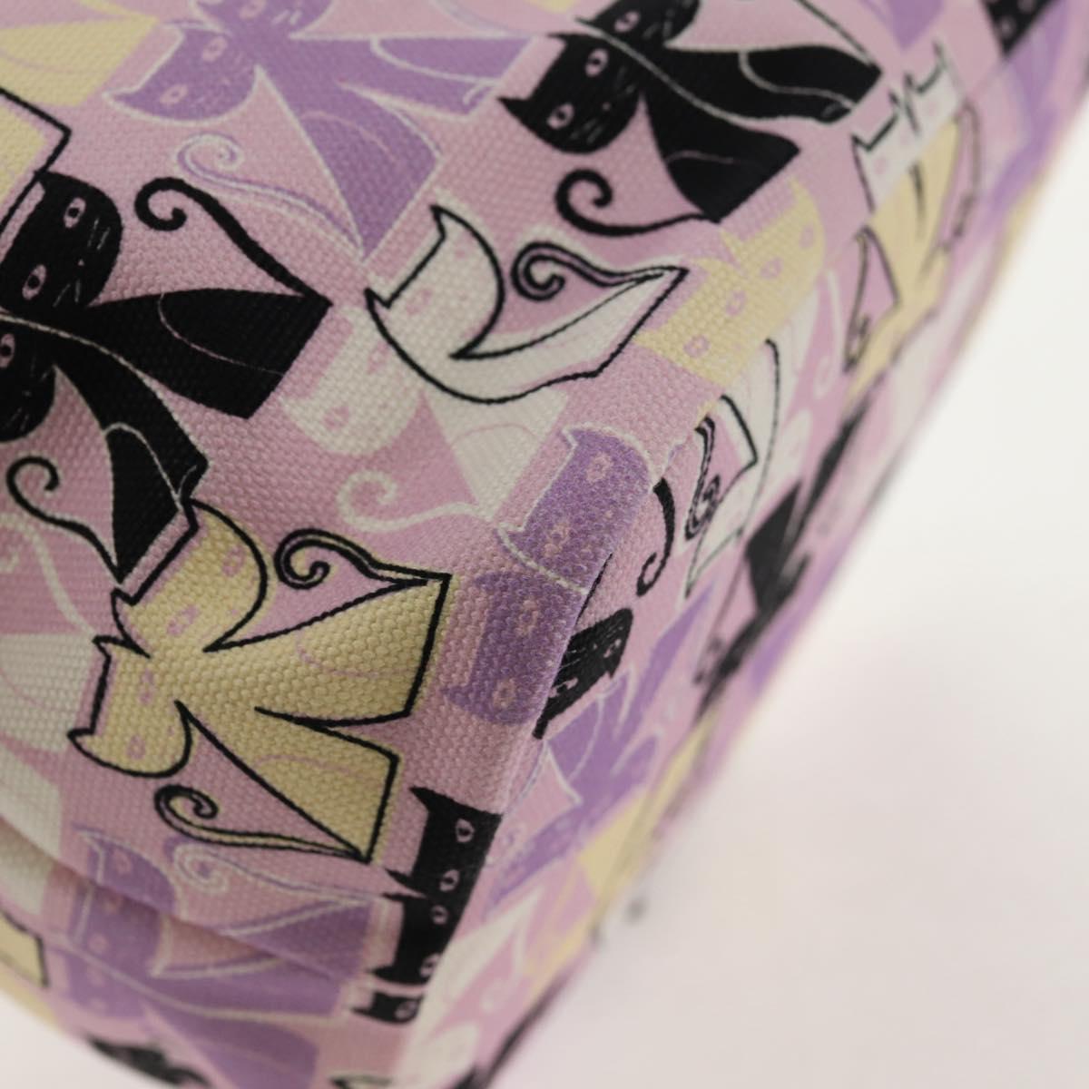 Miu Miu CANAPA CATS Pouch Canvas Pink Silver Auth sw1573SAM