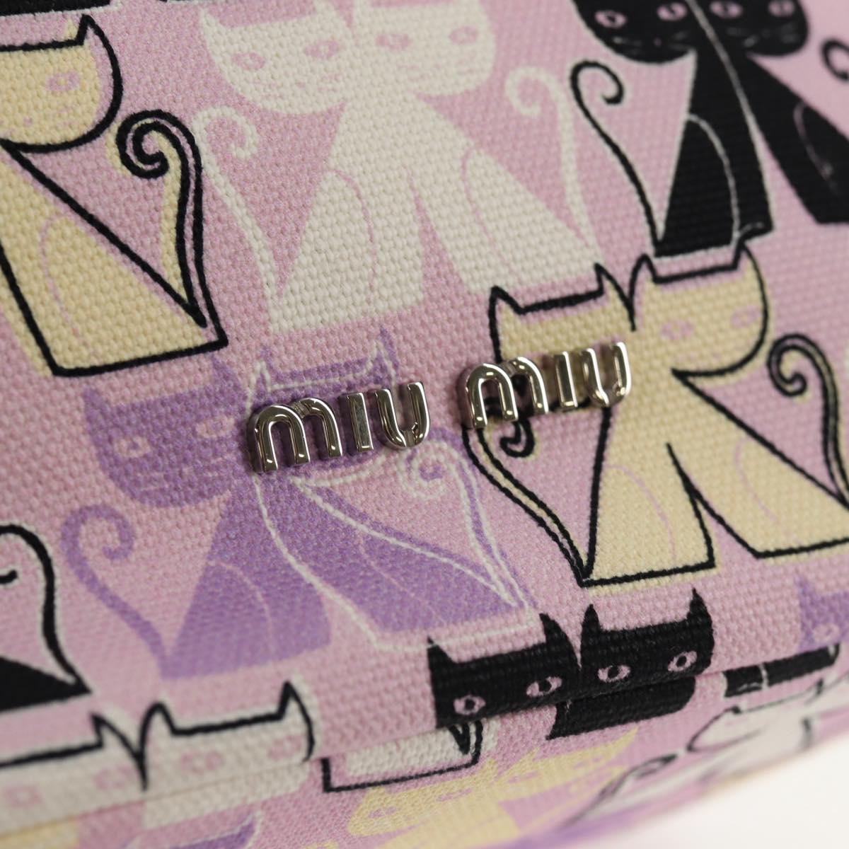 Miu Miu CANAPA CATS Pouch Canvas Pink Silver Auth sw1573SAM