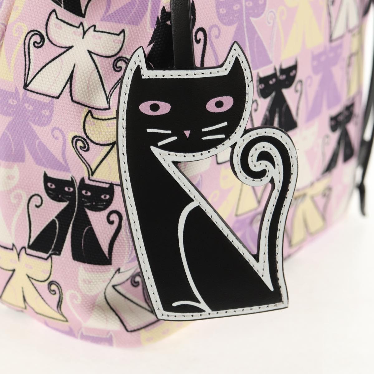 Miu Miu CANAPA CATS Pouch Canvas Pink Silver Auth sw1573SAM