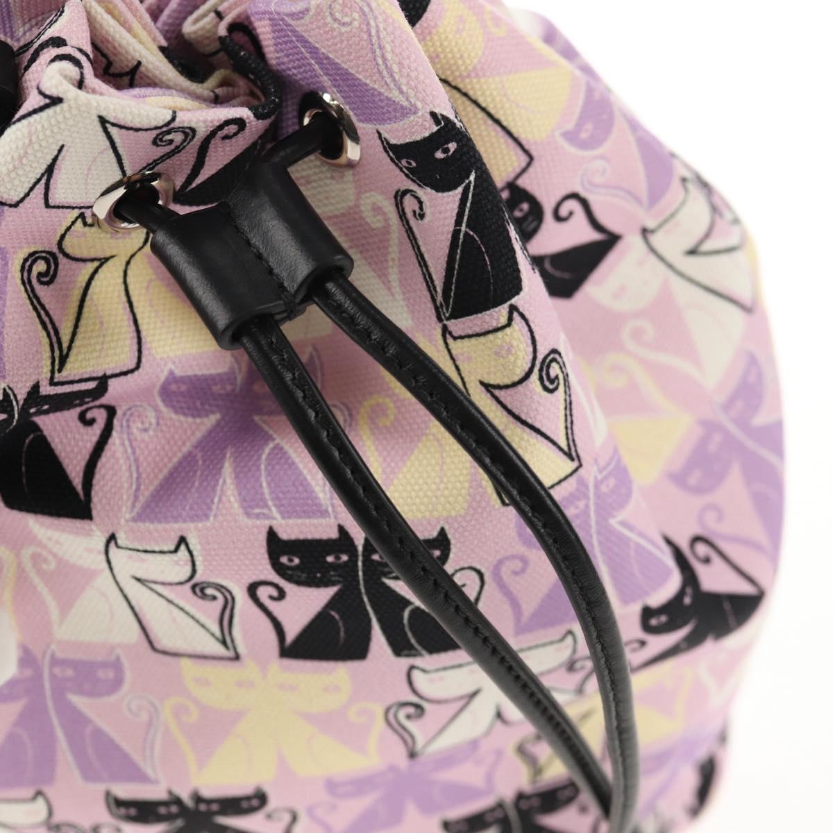 Miu Miu CANAPA CATS Pouch Canvas Pink Silver Auth sw1573SAM