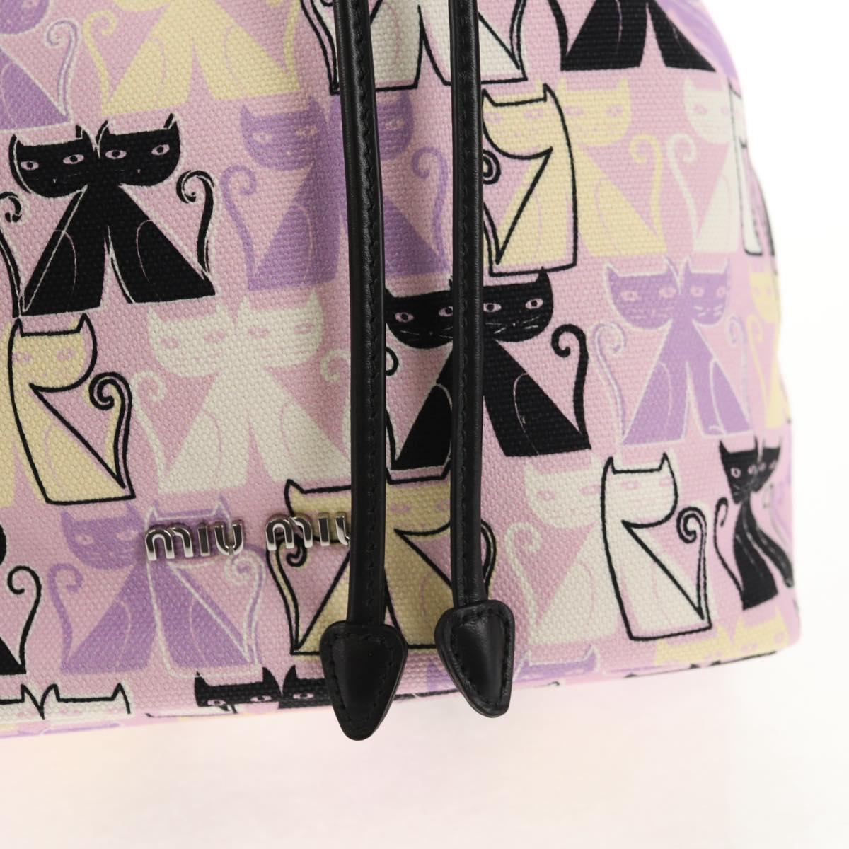 Miu Miu CANAPA CATS Pouch Canvas Pink Silver Auth sw1573M