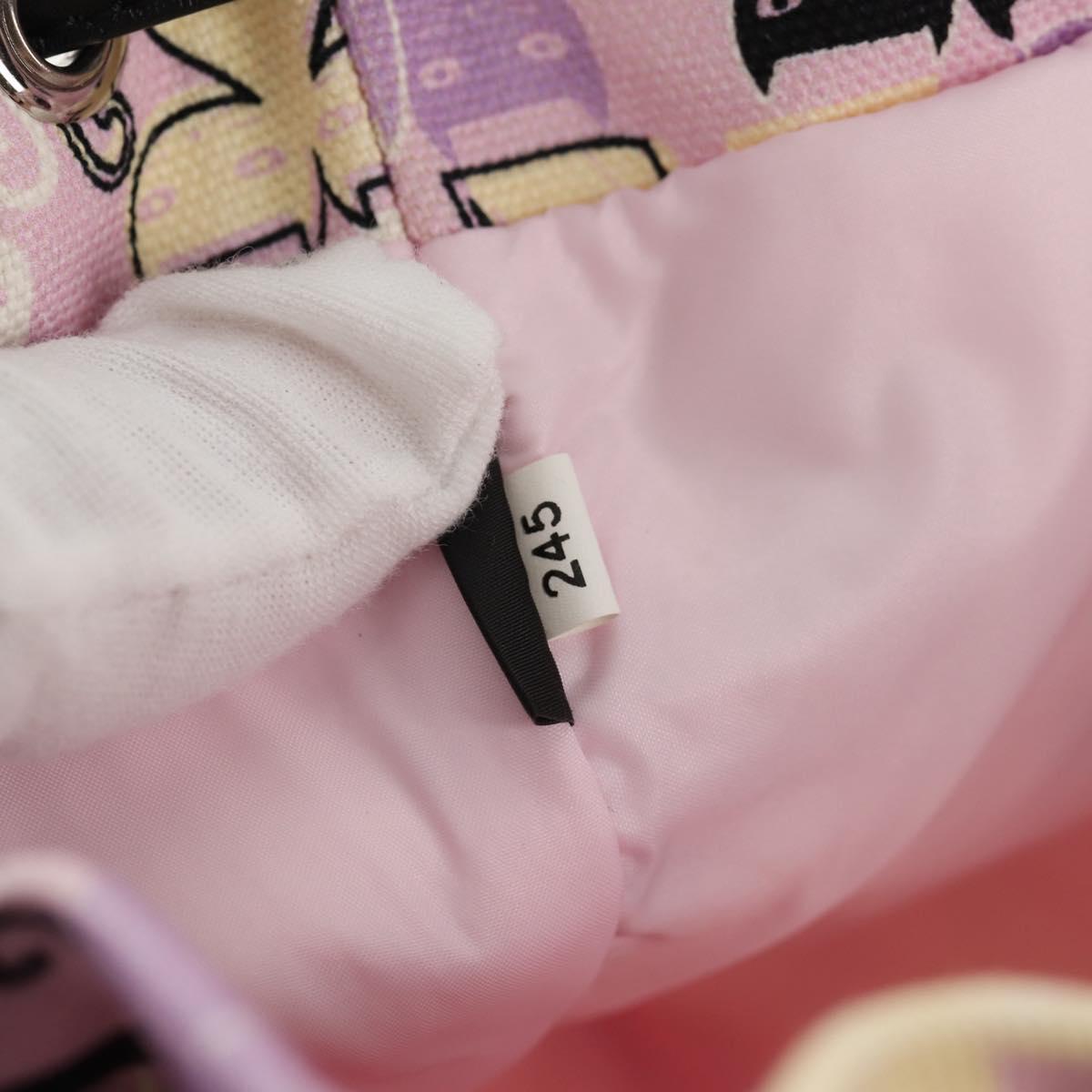 Miu Miu CANAPA CATS Pouch Canvas Pink Silver Auth sw1573M