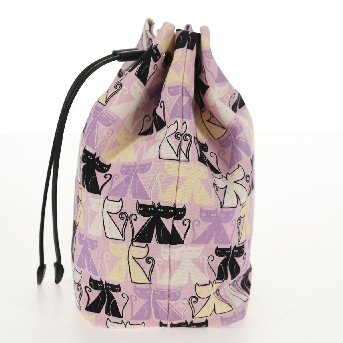 Miu Miu CANAPA CATS Pouch Canvas Pink Silver Auth sw1573SAM